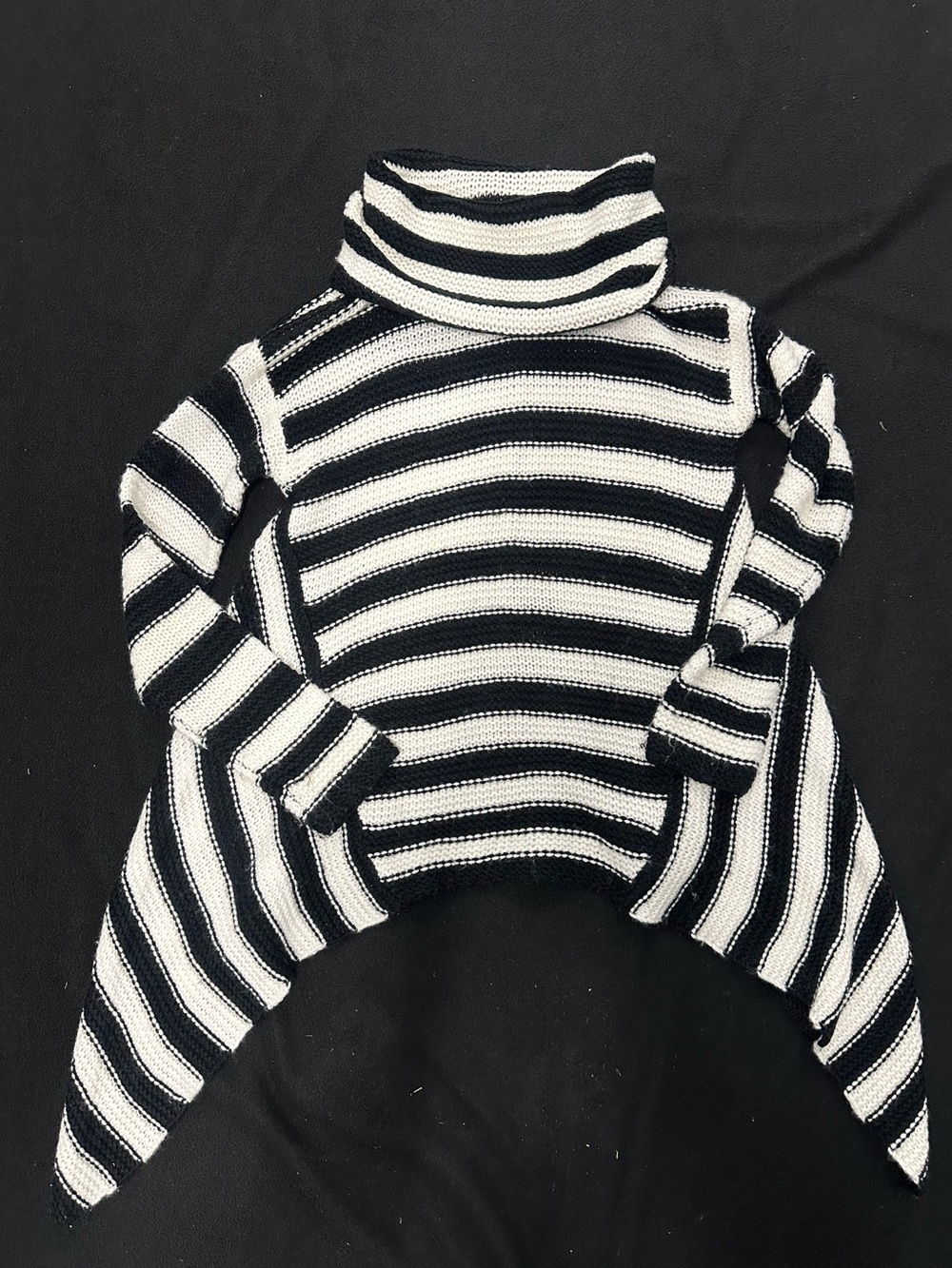 Bcbg Striped Black & White Turtleneck Sweater
